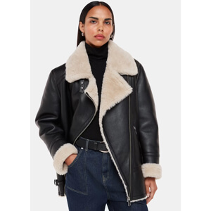 Whistles Black Faux Fur Aviator